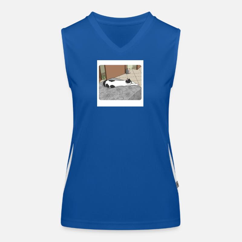 Chat allongé sur un lit fleuri Débardeur respirant contrasté Femme