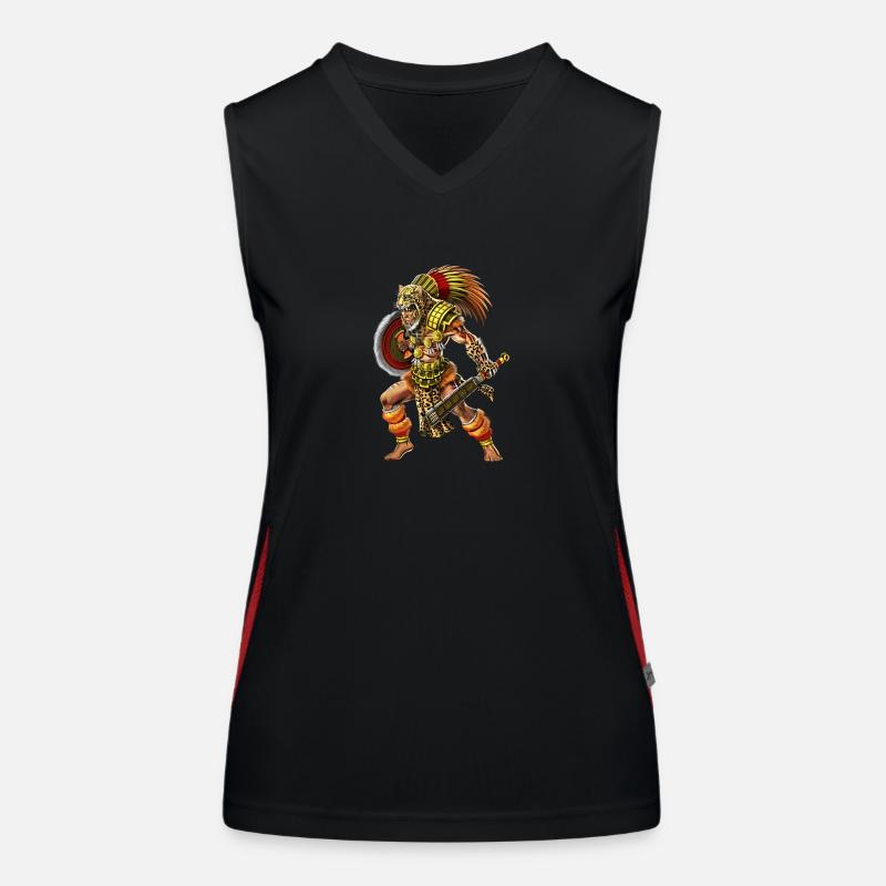 Aztekischer Jaguar-Krieger Funktionelles Kontrast-Tank Top für Frauen