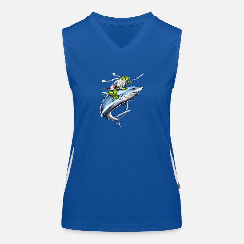 Frosch Samurai Ninja Reitender Hai Funktionelles Kontrast-Tank Top für Frauen