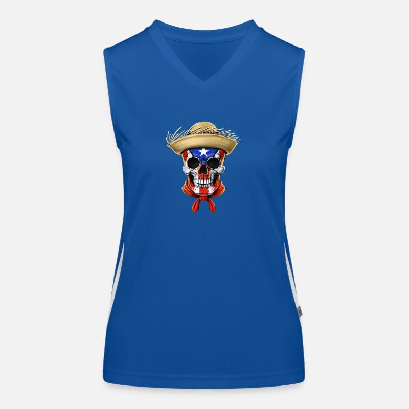 Puerto Rico Schädel Funktionelles Kontrast-Tank Top für Frauen