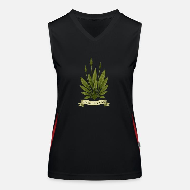 Plantago lanceolata | Botanisches Wildkraut-Design Funktionelles Kontrast-Tank Top für Frauen