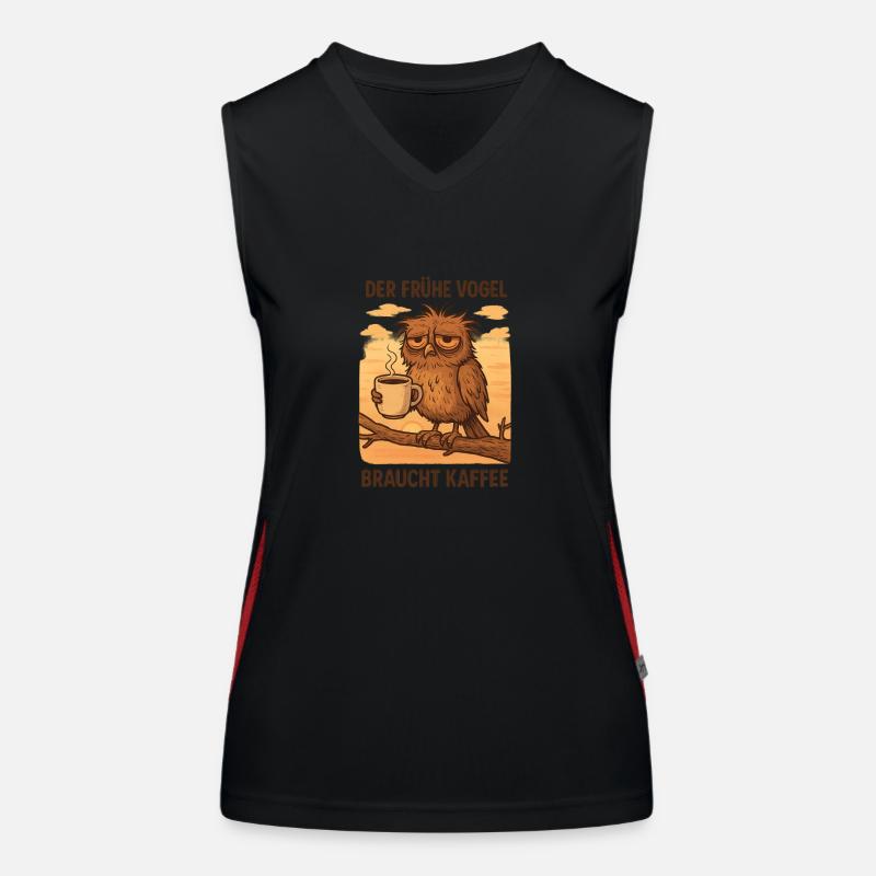 „Der frühe Vogel braucht Kaffee“ – und du auch! Funktionelles Kontrast-Tank Top für Frauen