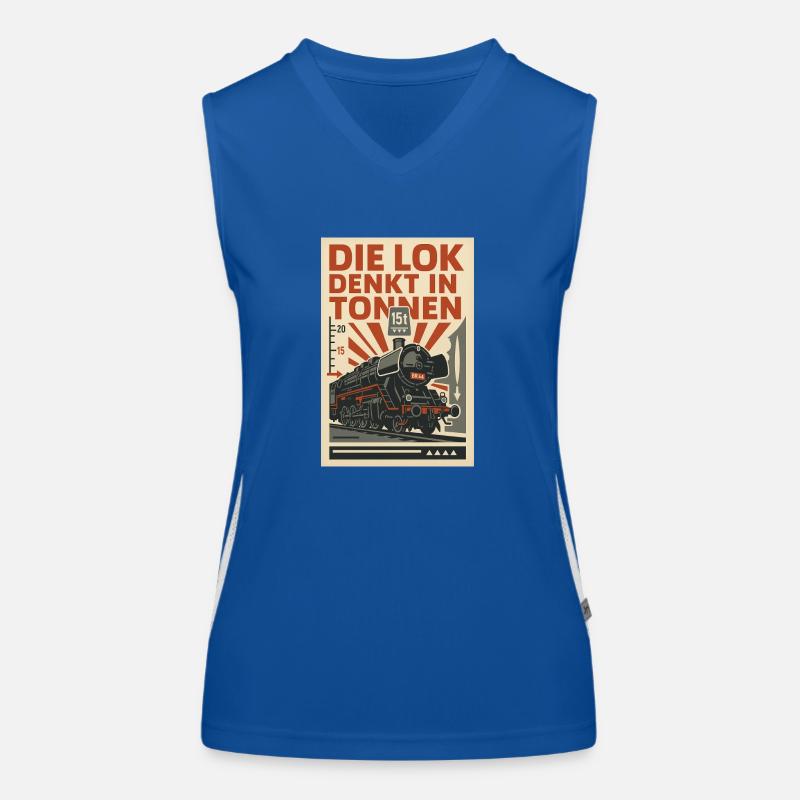 Eisenbahn Lok denkt in Tonnen Dampflok Funktionelles Kontrast-Tank Top für Frauen