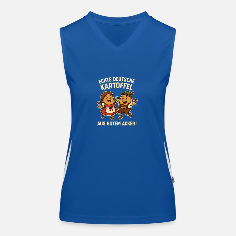 Echte Deutsche Kartoffel Bayrisch Dirndl Tracht Funktionelles Kontrast-Tank Top für Frauen