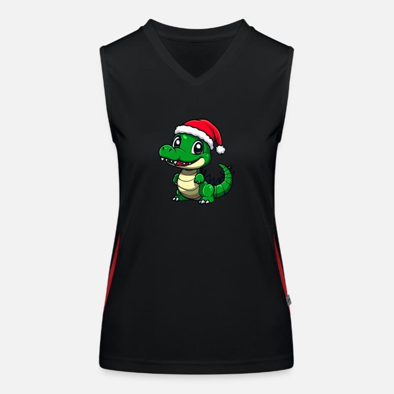 Alligator Noël mignon Débardeur respirant contrasté Femme
