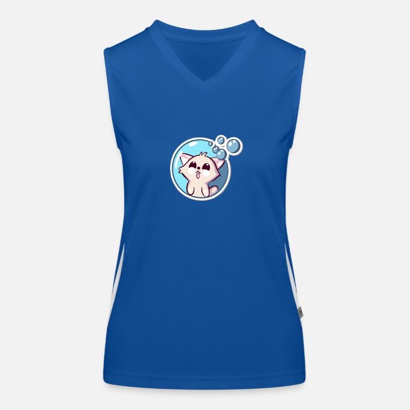 Soap Bubbles Cat Women's Functional Contrast Tank Top