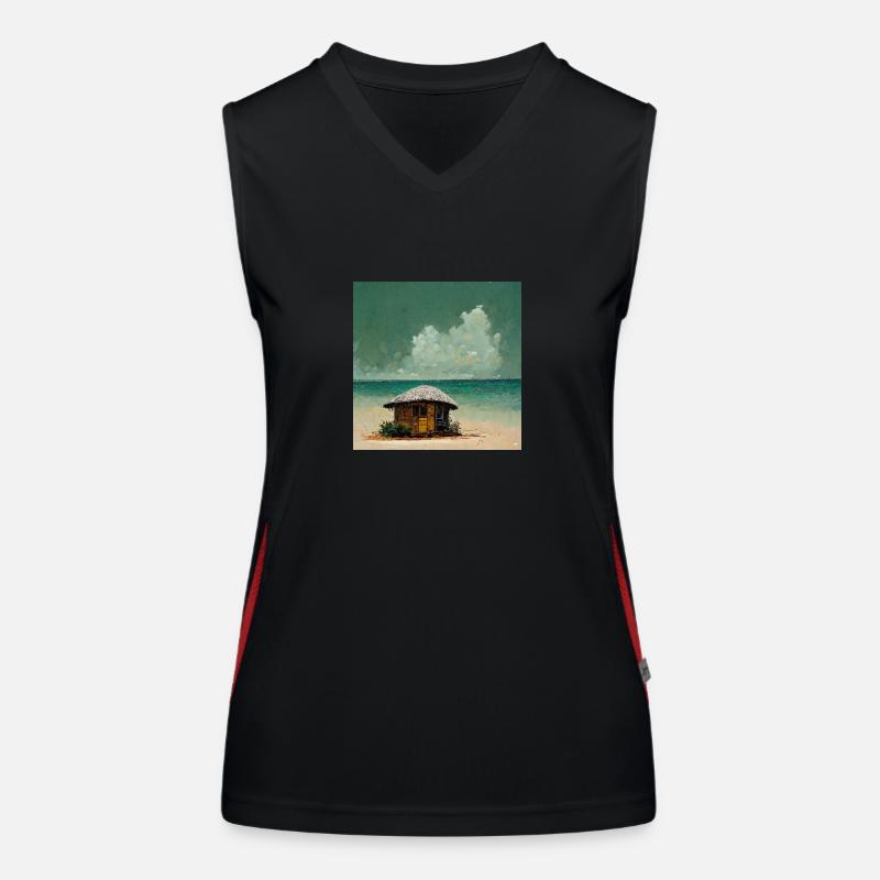 Jamaican cabin on the beach Funktionelles Kontrast-Tank Top für Frauen