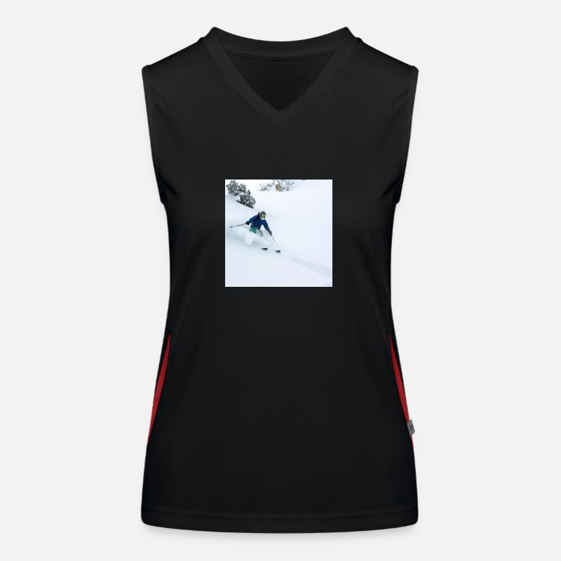 Skifahrer in tiefem Pulverschnee Funktionelles Kontrast-Tank Top für Frauen