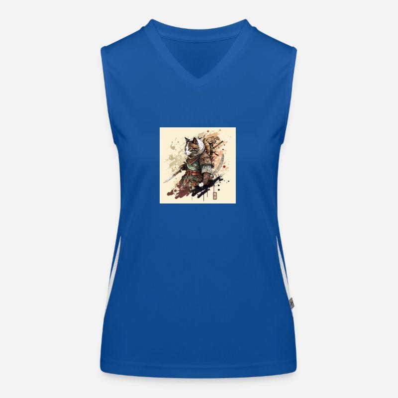 Samurai Katze Funktionelles Kontrast-Tank Top für Frauen