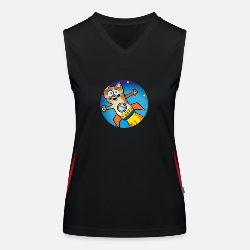 Rocket Cat Funktionelles Kontrast-Tank Top für Frauen