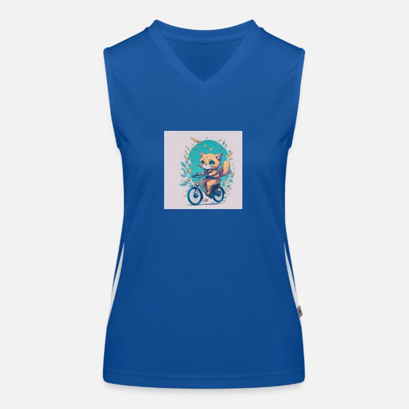 Katze auf Fahrrad Funktionelles Kontrast-Tank Top für Frauen