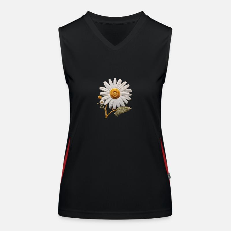 Gesticktes Gänseblümchen Funktionelles Kontrast-Tank Top für Frauen