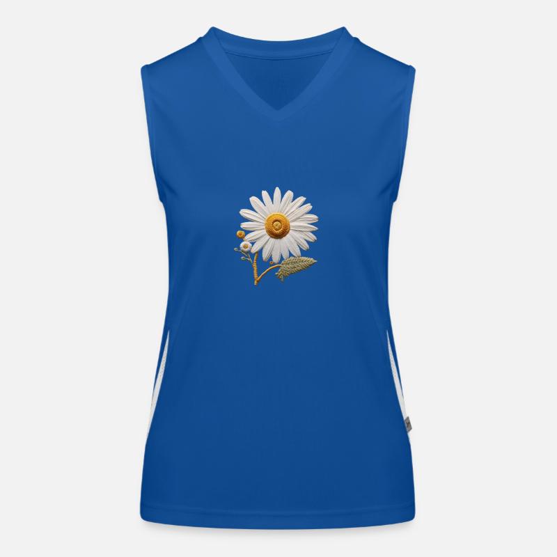 Embroidered Daisy Women's Functional Contrast Tank Top