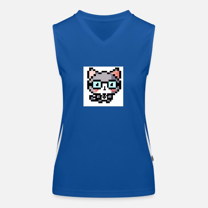 Cat Professor Teacher, Laboratory Technician, Glasses, pixel art Women's Functional Contrast Tank Top