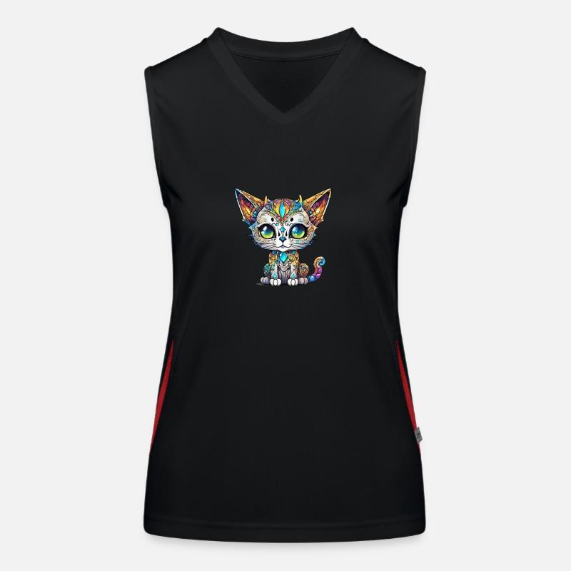 Chat Chibi coloré Débardeur respirant contrasté Femme