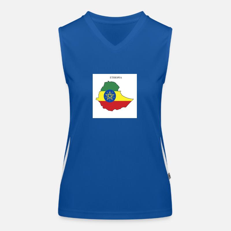 Ethiopia Flag, Map Women's Functional Contrast Tank Top