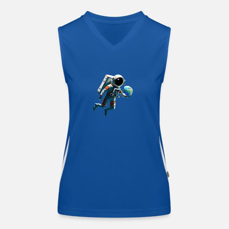 Astronaut with planets Women's Functional Contrast Tank Top