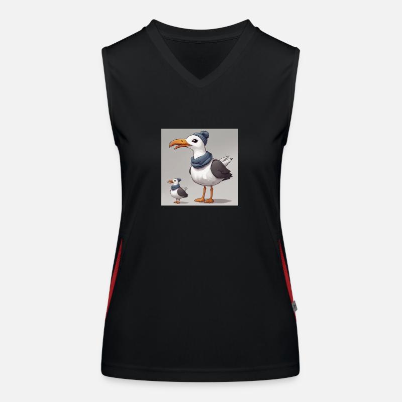 Seagull with scarf Women's Functional Contrast Tank Top