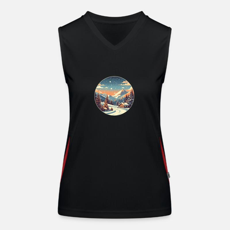 Winter Landscape - Snow, Forest, Winter, Mountains Women's Functional Contrast Tank Top