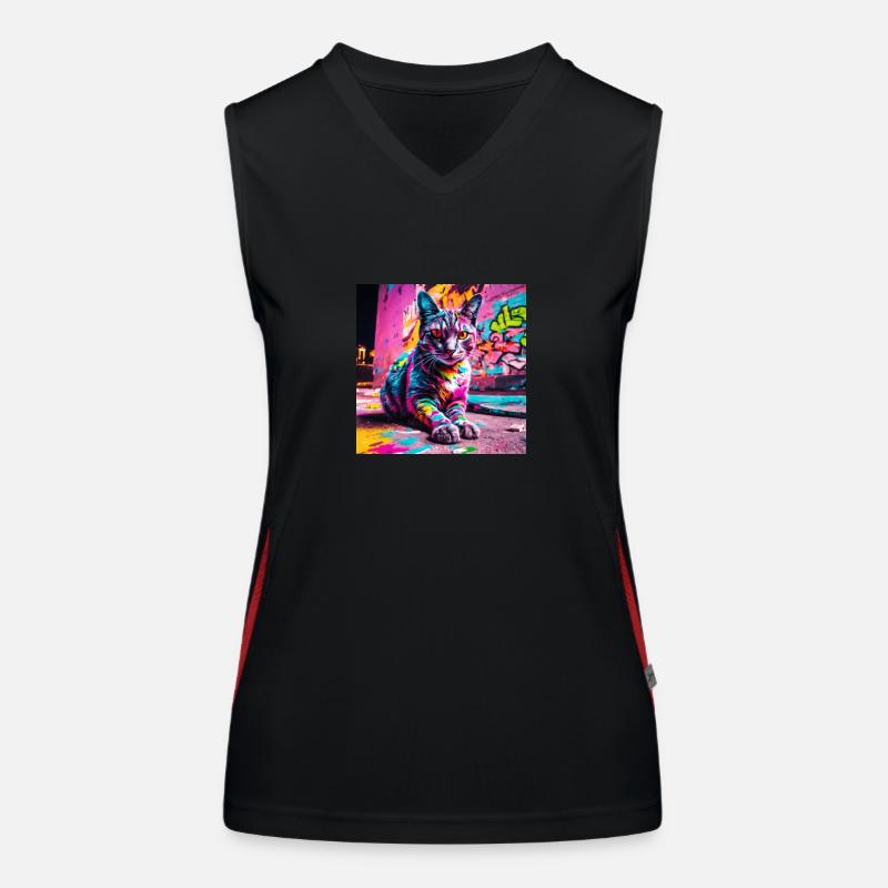 Katze Grafitti Funktionelles Kontrast-Tank Top für Frauen