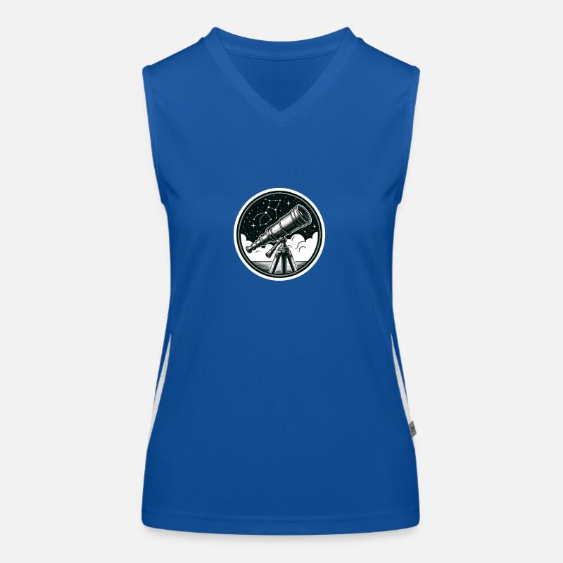 Telescope in front of the night sky Women's Functional Contrast Tank Top