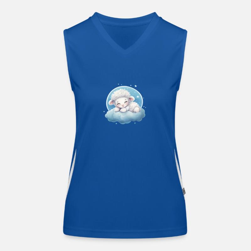 Cute sleeping sheep for babies and children Women's Functional Contrast Tank Top