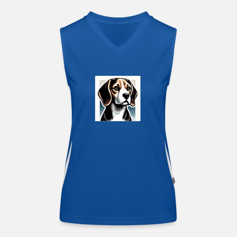 Beagle Risography Vector Style Women's Functional Contrast Tank Top