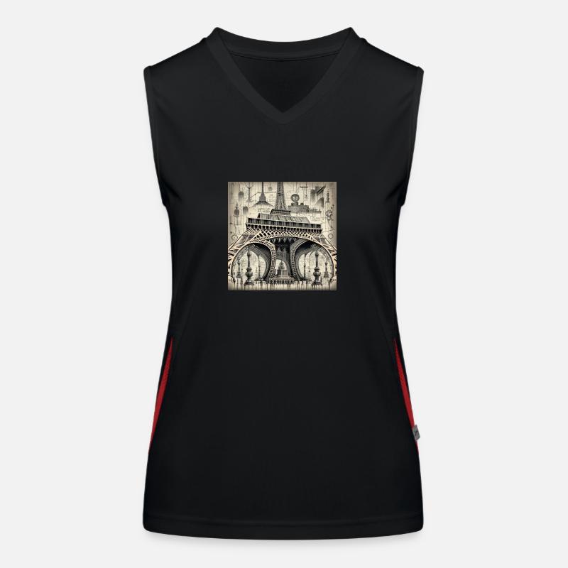 tour eiffel Style cyborg steampunk cyberpunk Débardeur respirant contrasté Femme