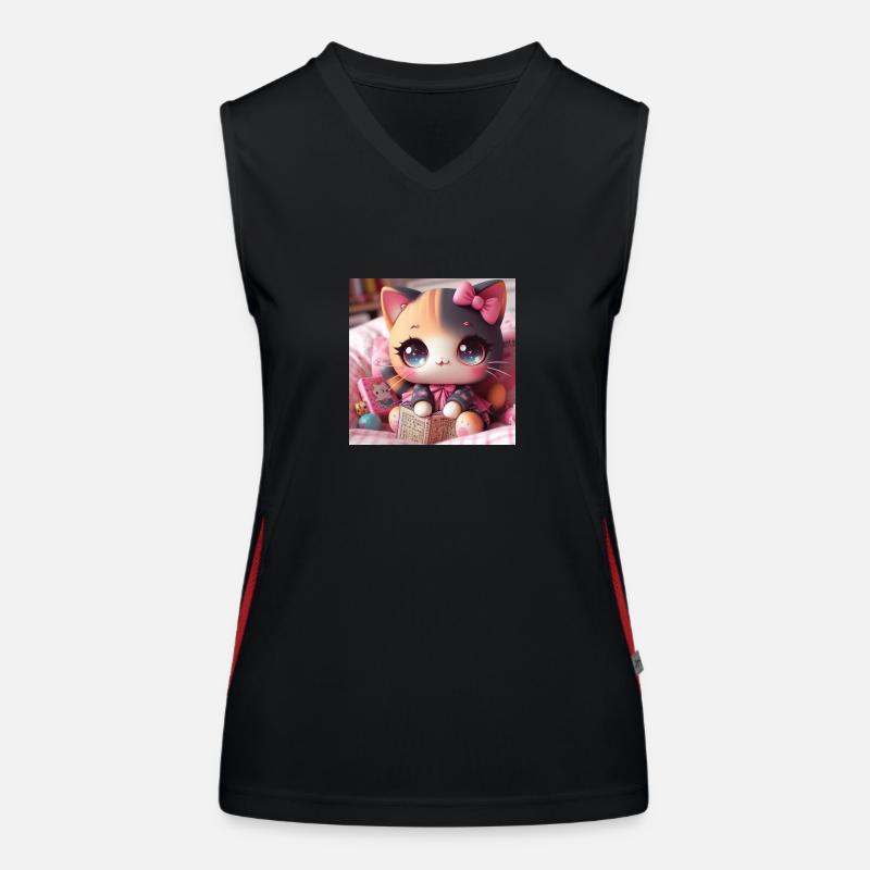 Mädchenhafte Katze Funktionelles Kontrast-Tank Top für Frauen