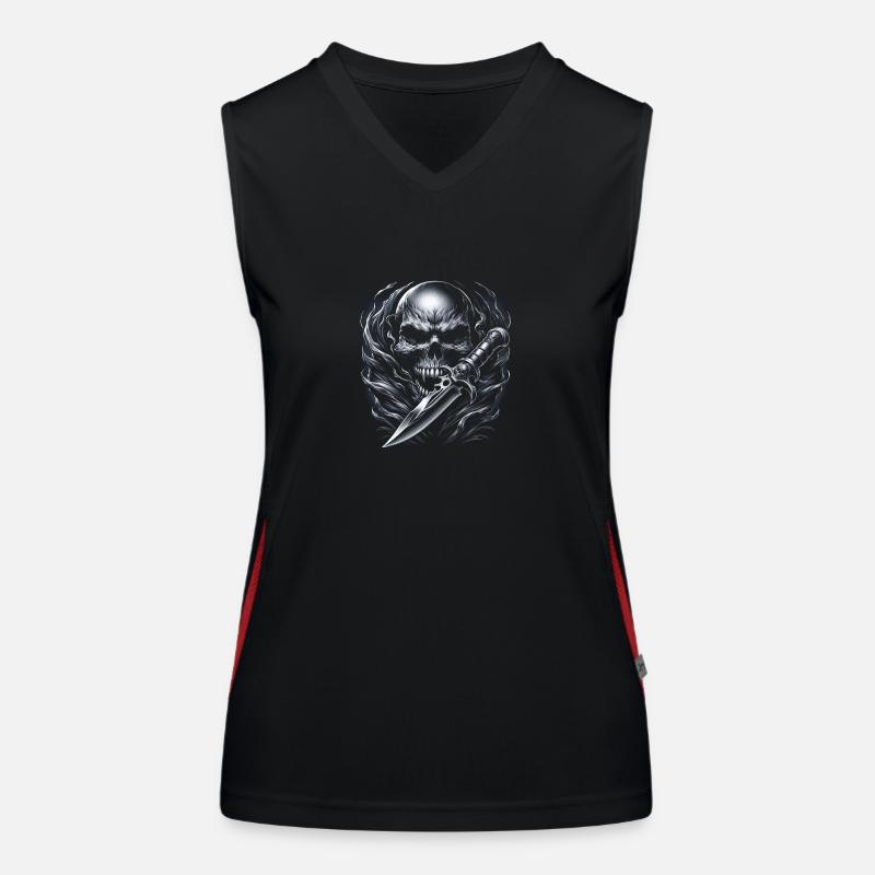 Skull with Knife Women's Functional Contrast Tank Top