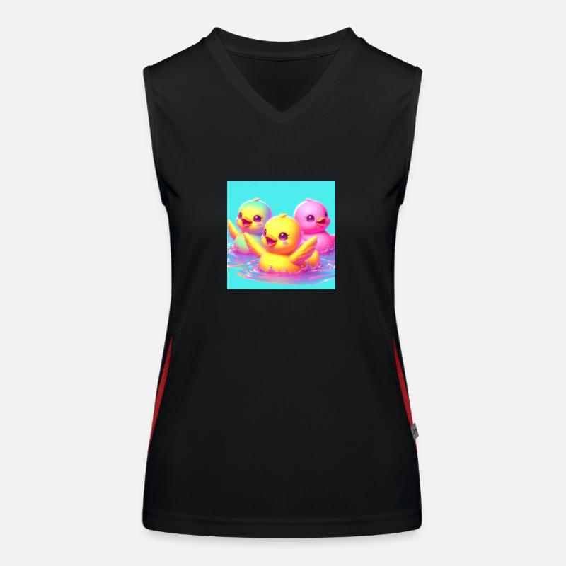 Rubber ducks in 3D hyperrealism and pastel Women's Functional Contrast Tank Top