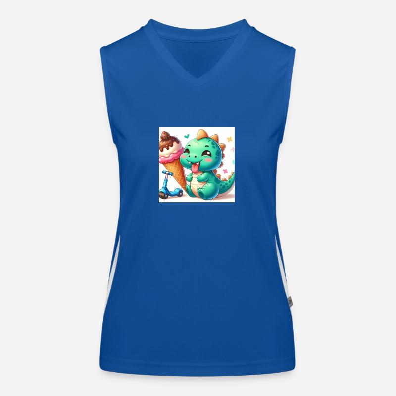 Dino vert avec cornet de crème glacée et rouleau Débardeur respirant contrasté Femme