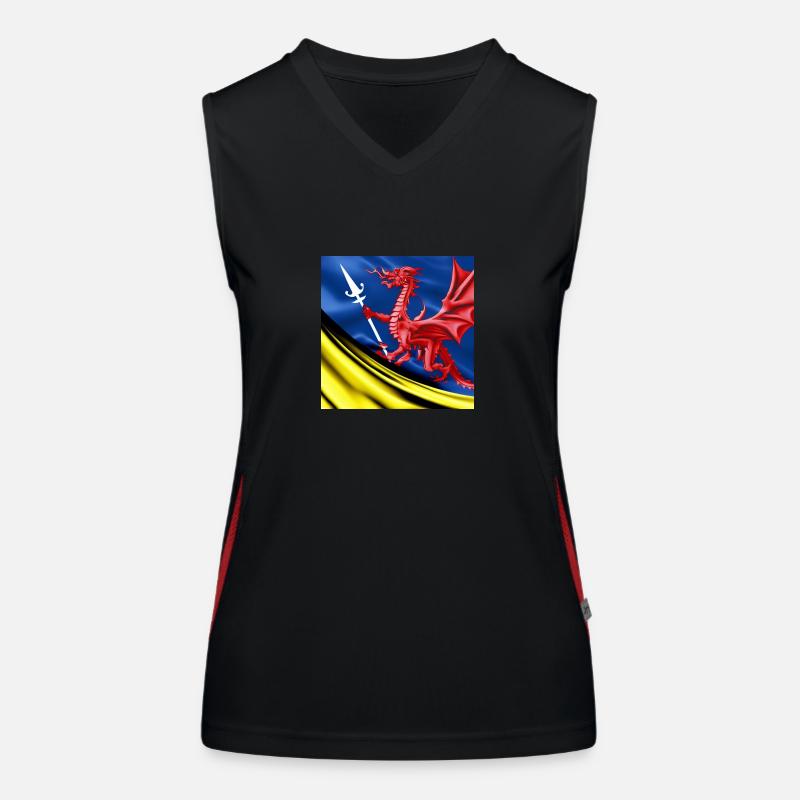 dragon flag spear Women's Functional Contrast Tank Top