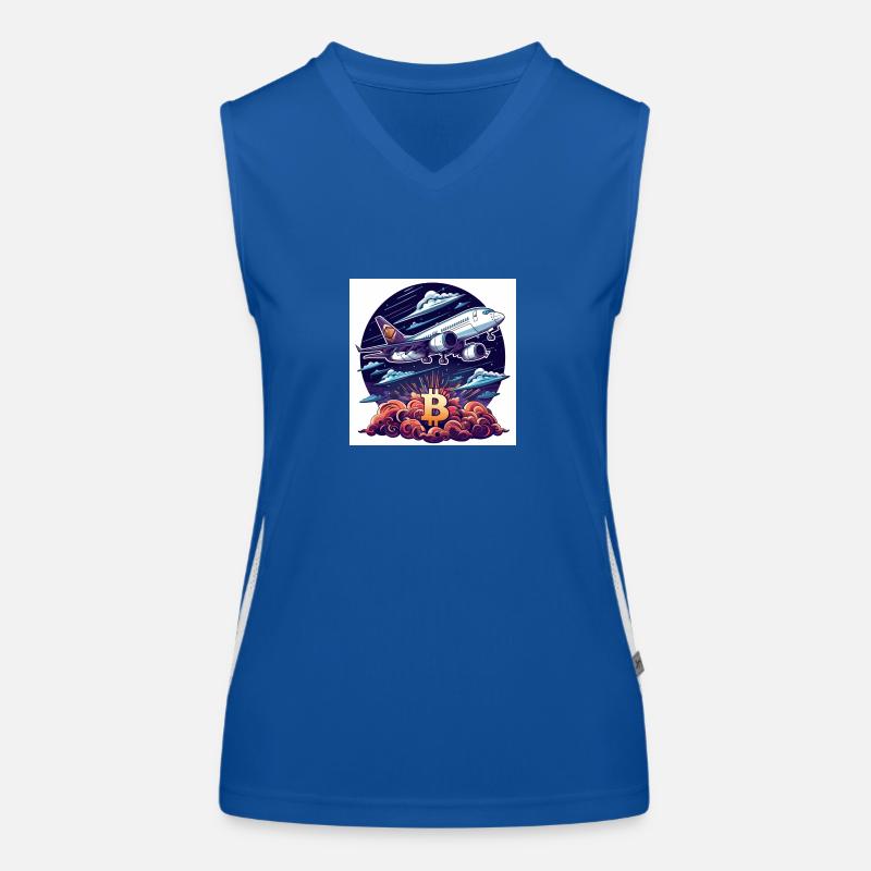 Crypto Bitcoin BTC Flugzeug Design Himmel ETH Funktionelles Kontrast-Tank Top für Frauen