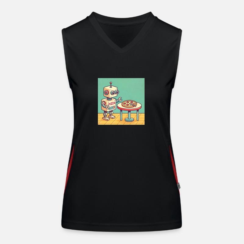 Pizza-Bot Funktionelles Kontrast-Tank Top für Frauen