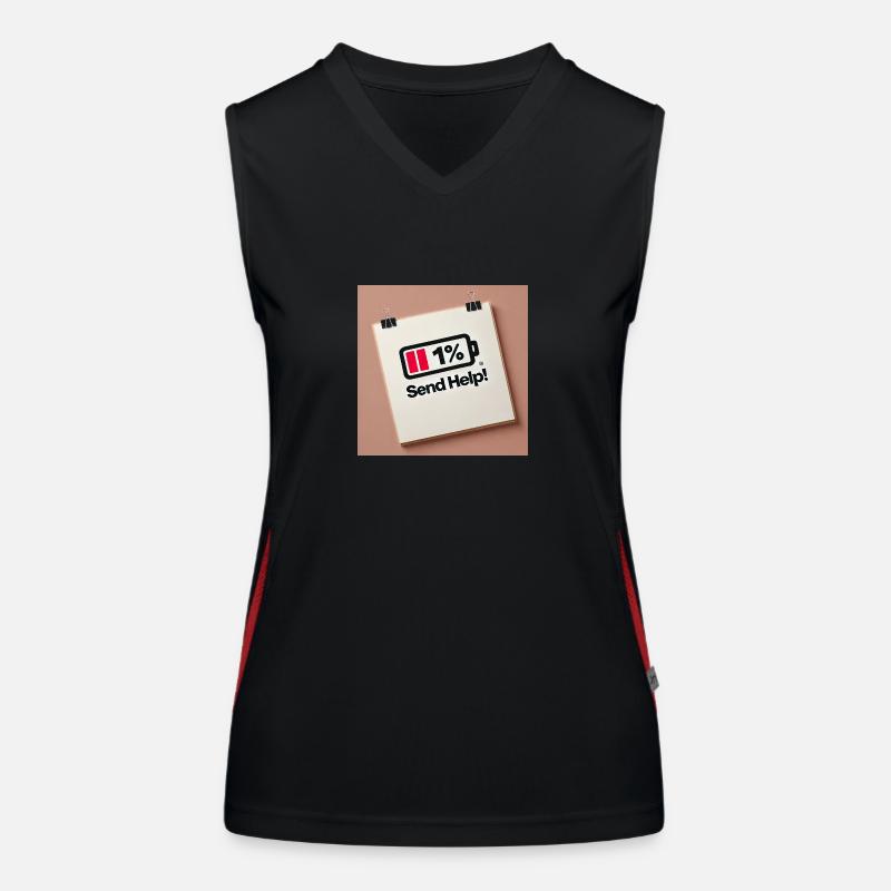Send Help! – Battery almost empty | Funny Emergency Des Women's Functional Contrast Tank Top