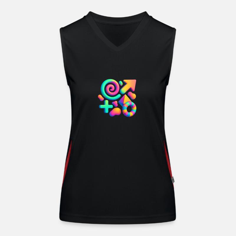 Neon Dreams – 3D Abstrakte Formen Explosion Funktionelles Kontrast-Tank Top für Frauen
