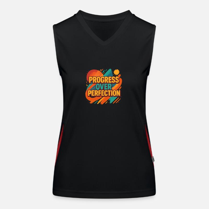 Le progrès plutôt que la perfection – Motivation Débardeur respirant contrasté Femme