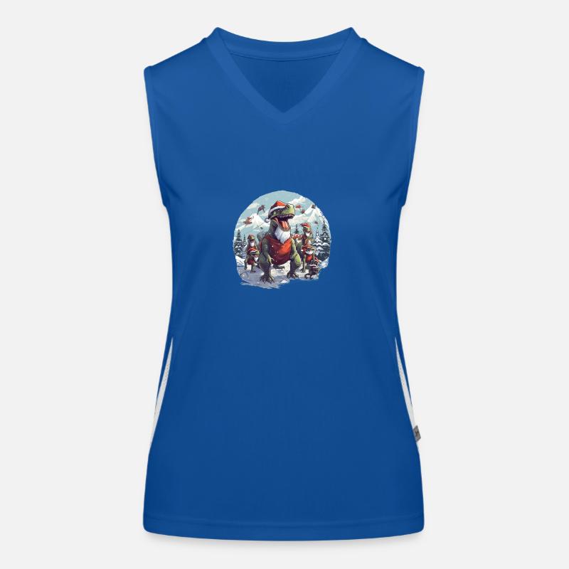 Dinos im winter oder Weihnachten Christmas feiern Funktionelles Kontrast-Tank Top für Frauen