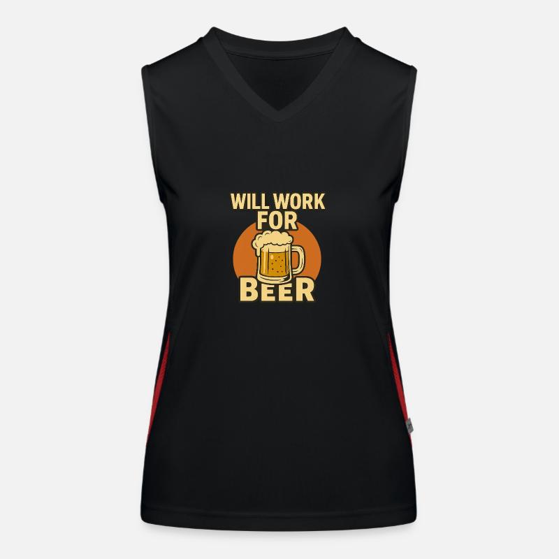 Will Work For Beer Funktionelles Kontrast-Tank Top für Frauen