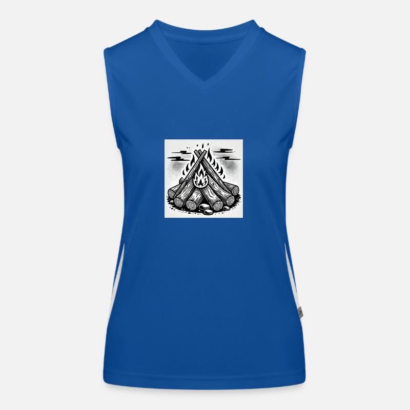 Flame Play in Comic Style: Campfire Art Women's Functional Contrast Tank Top