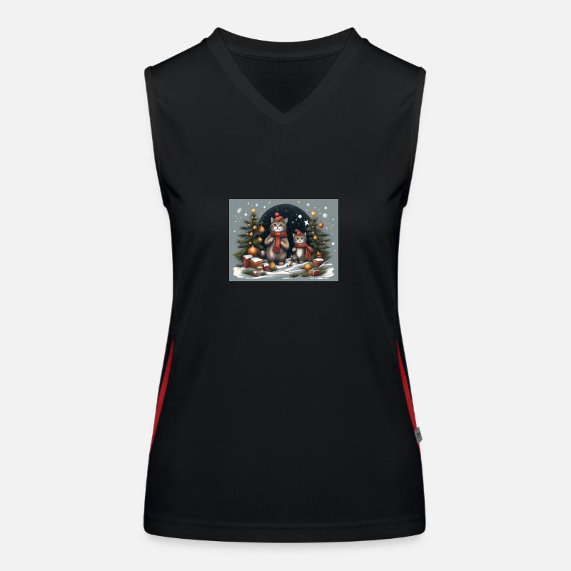 Weihnachtskätzchen Funktionelles Kontrast-Tank Top für Frauen