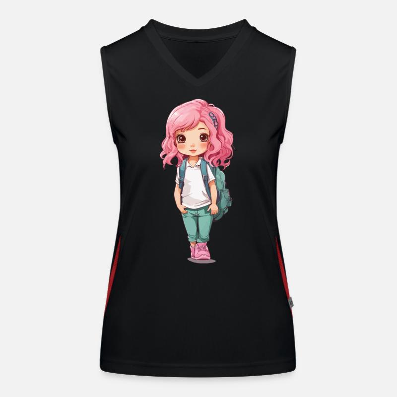 Conception de dessin animé mignonne de première année d’école de première année Débardeur respirant contrasté Femme