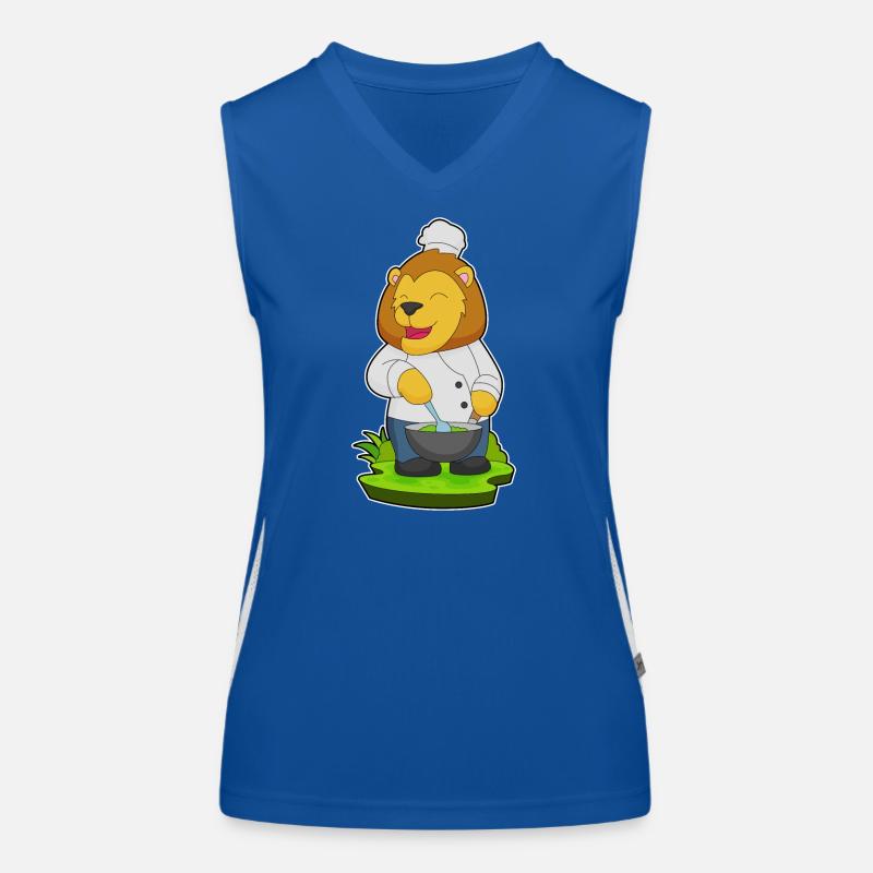 Löwe Koch Schüssel Kochen Funktionelles Kontrast-Tank Top für Frauen