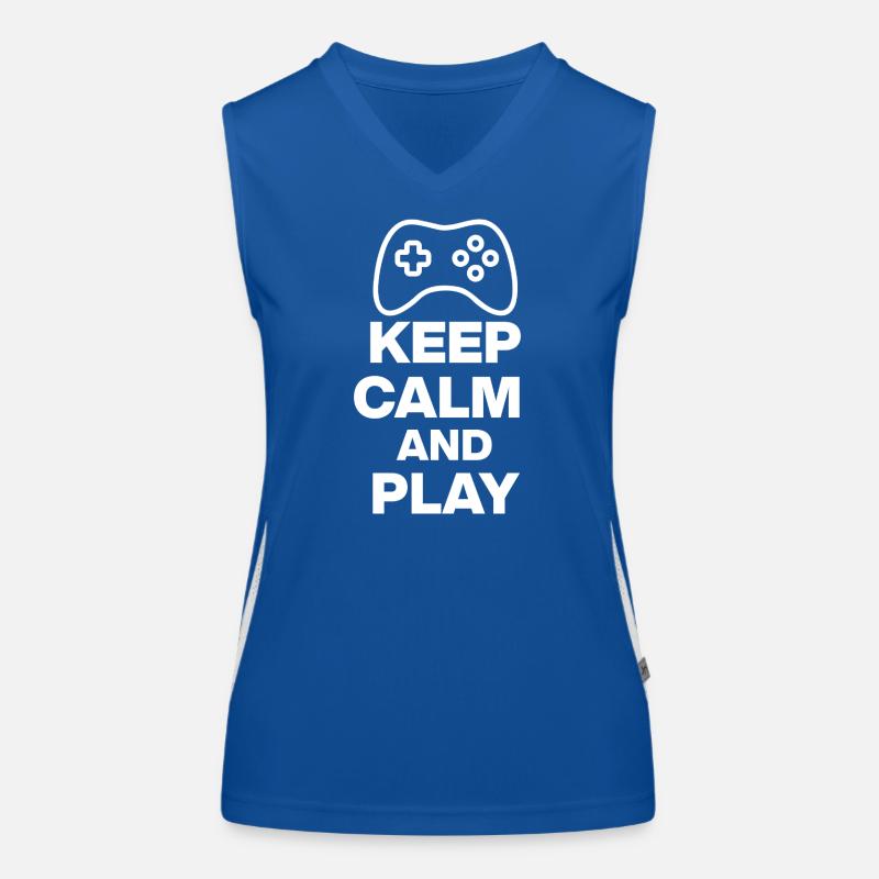 KEEP CALM AND PLAY! NERDLIFE ZOCKEN ONLINE weiß Funktionelles Kontrast-Tank Top für Frauen