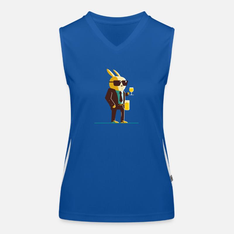 Cool Easter Bunny with Beer Women's Functional Contrast Tank Top