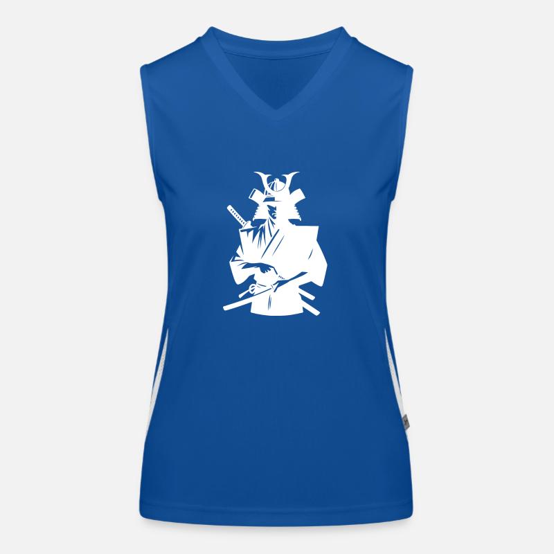 Japanese Samurai with Sword Women's Functional Contrast Tank Top