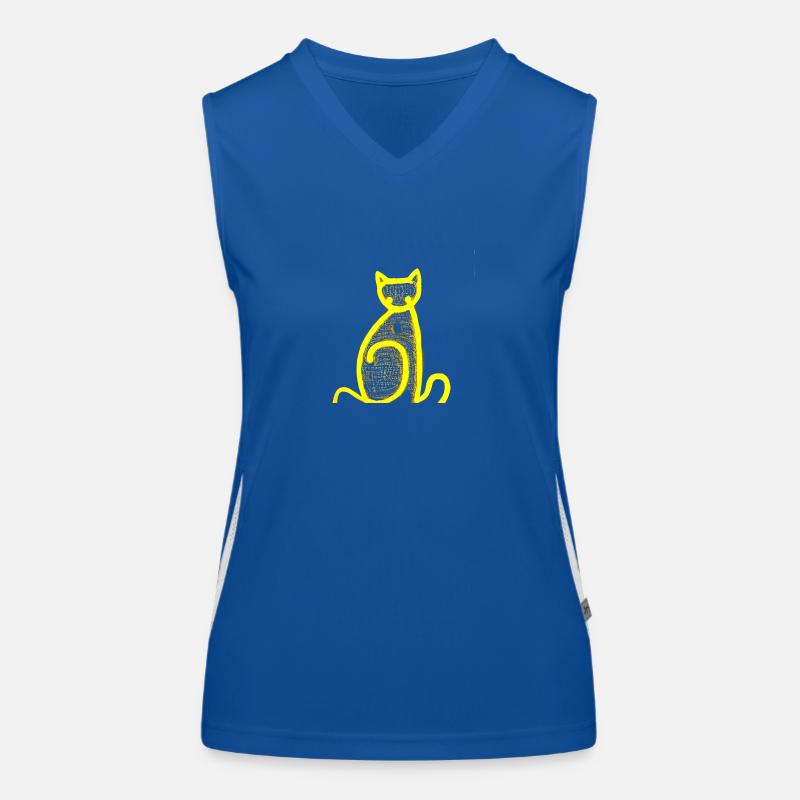 Scribble yellow cat Women's Functional Contrast Tank Top