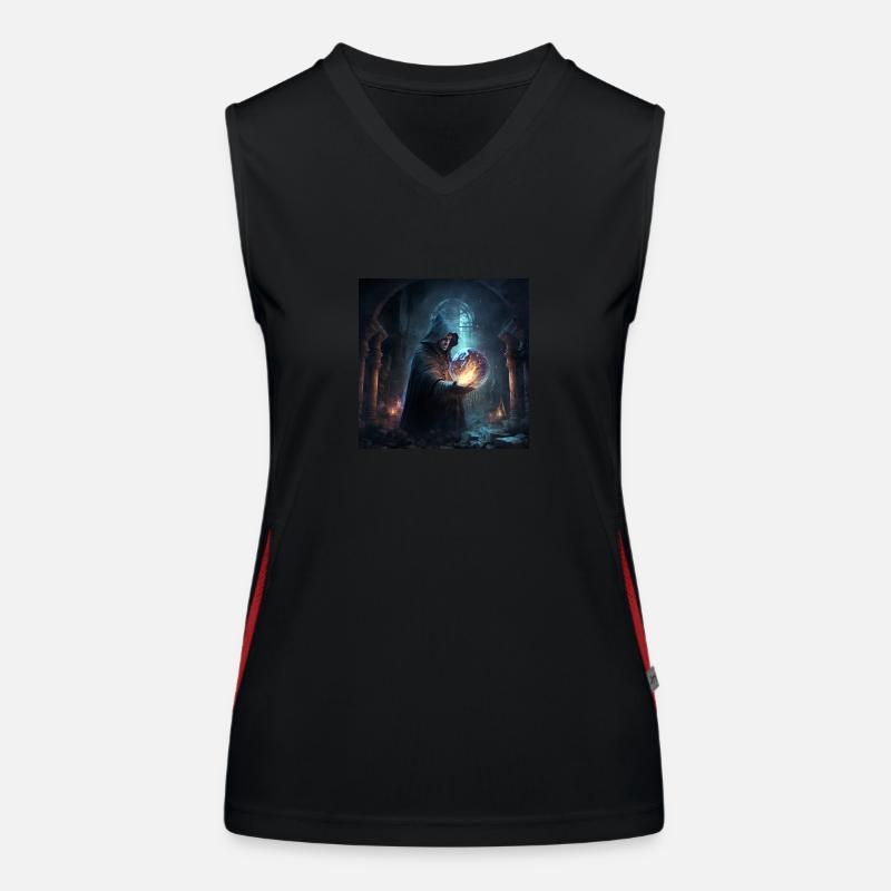 A powerful wizard casting a spell Women's Functional Contrast Tank Top