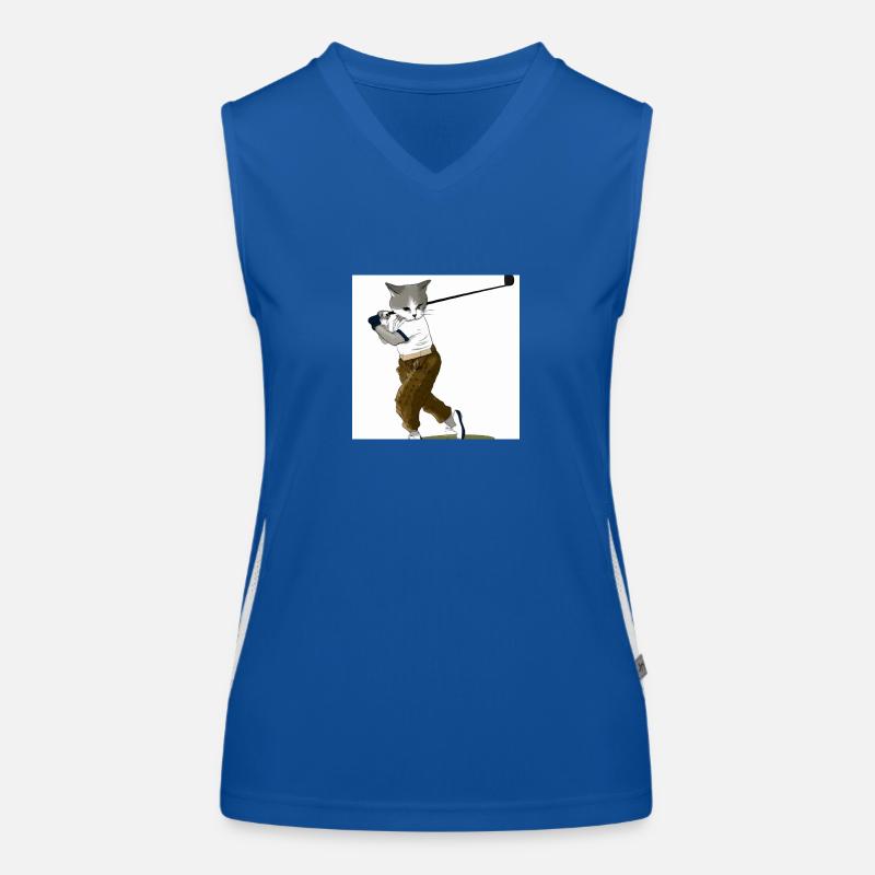 Die golfende Katze Funktionelles Kontrast-Tank Top für Frauen
